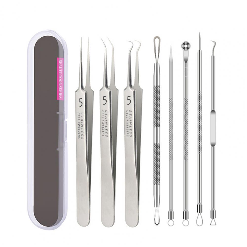 Blackhead Remover Kit Stainless Steel Acne Needle Tweezers Set for Facial Cleansing Tools Professional Pimple Popping Tools