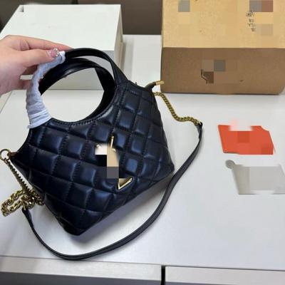 Mini Quilted Chain Shoulder Bag Crossbody Tote Women Soft PU Water Bucket Style With Zippered Pocket