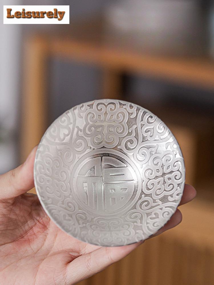 70ml Tazza Maestra Creativa in Argento Sterling 999 Tazze da Tè in Ceramica Piccolo Tazza da Tè da Ufficio Artigianale per la Casa Articoli per Bevande Kung Fu Cinese