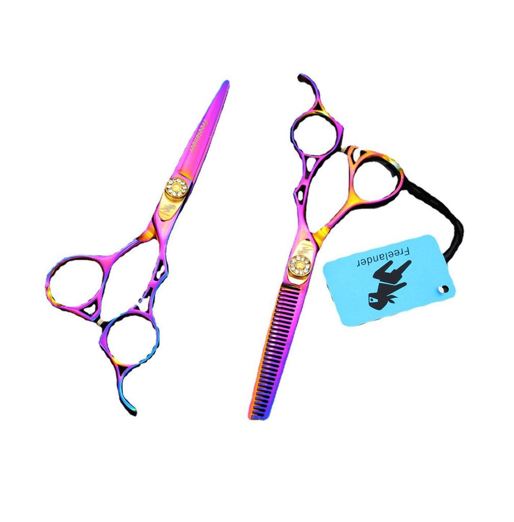 6.0-Inch Color Hollow Handle Hairdressing Scissors - Straight & Thinning Shears for Barbers