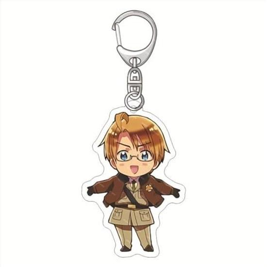 DUOFAFA XYUN Hetalia Italy Germany Key Holder Japan Keychain Unofficial Cosplay Item Acrylic Popular Anime Decoration Cute Loss Prevention Accessory