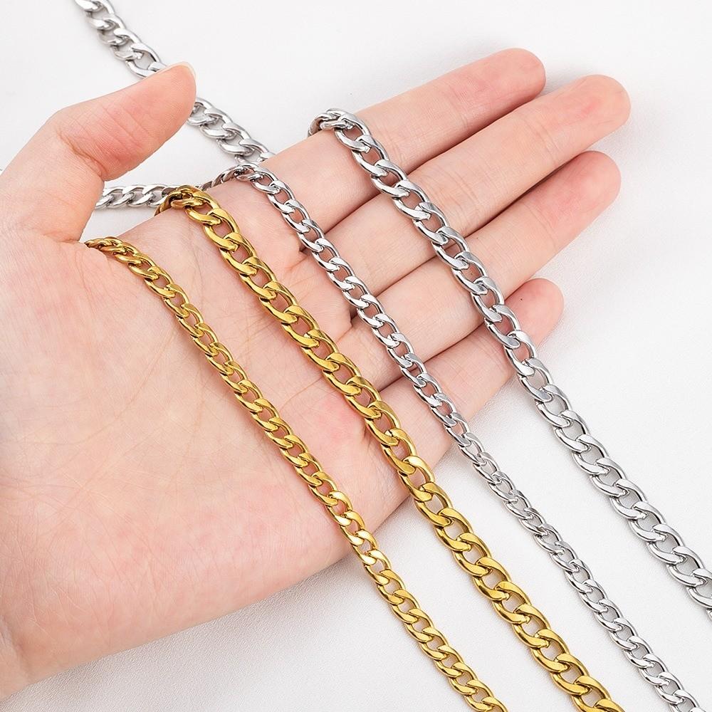 3-7mm Thickness Stainless Steel Chain Flat Chain Jewelry Making Accessory for Punk Jewelry Making
