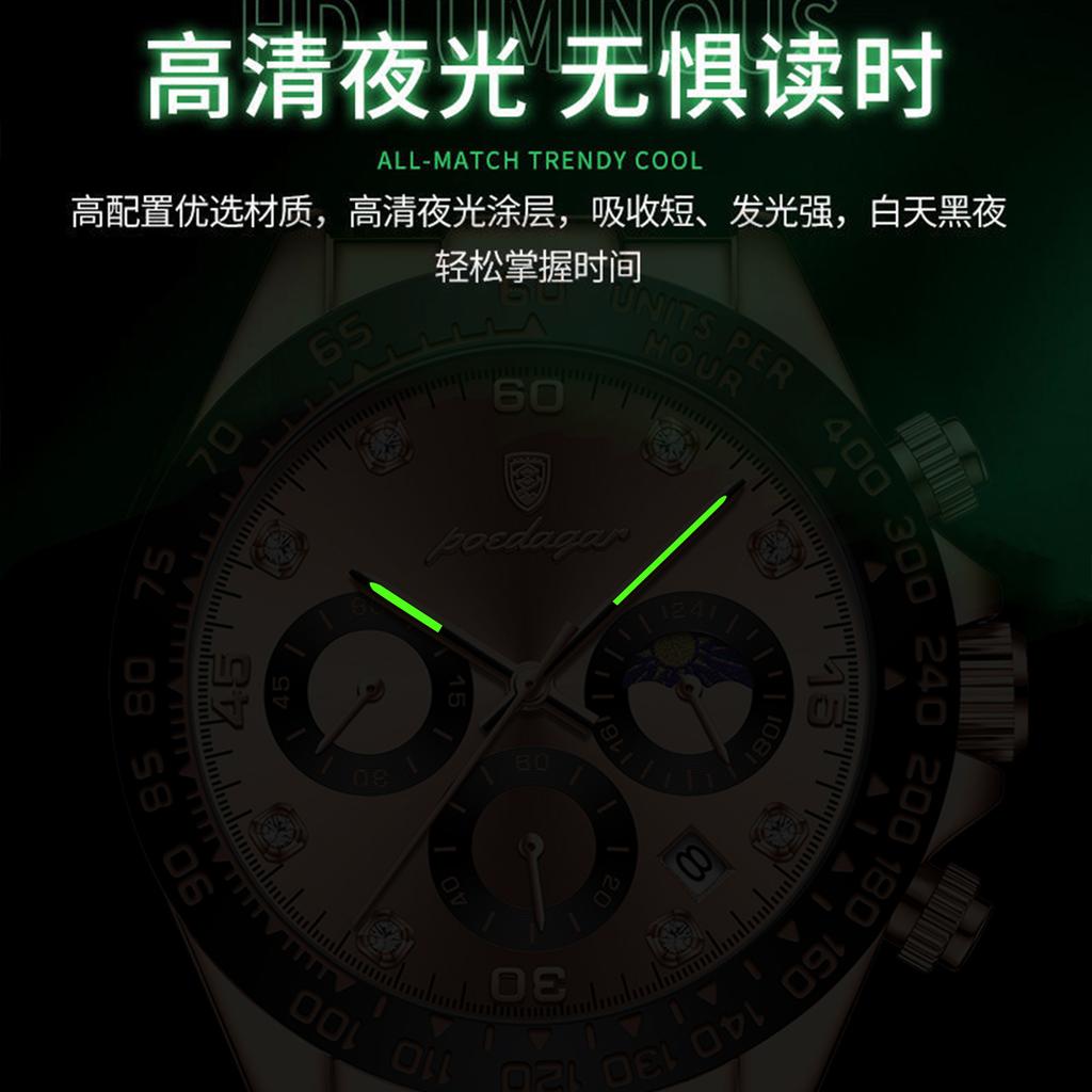 Waterproof Men'S Watch Multifunctional Fashion Steel Strap Quartz Watch