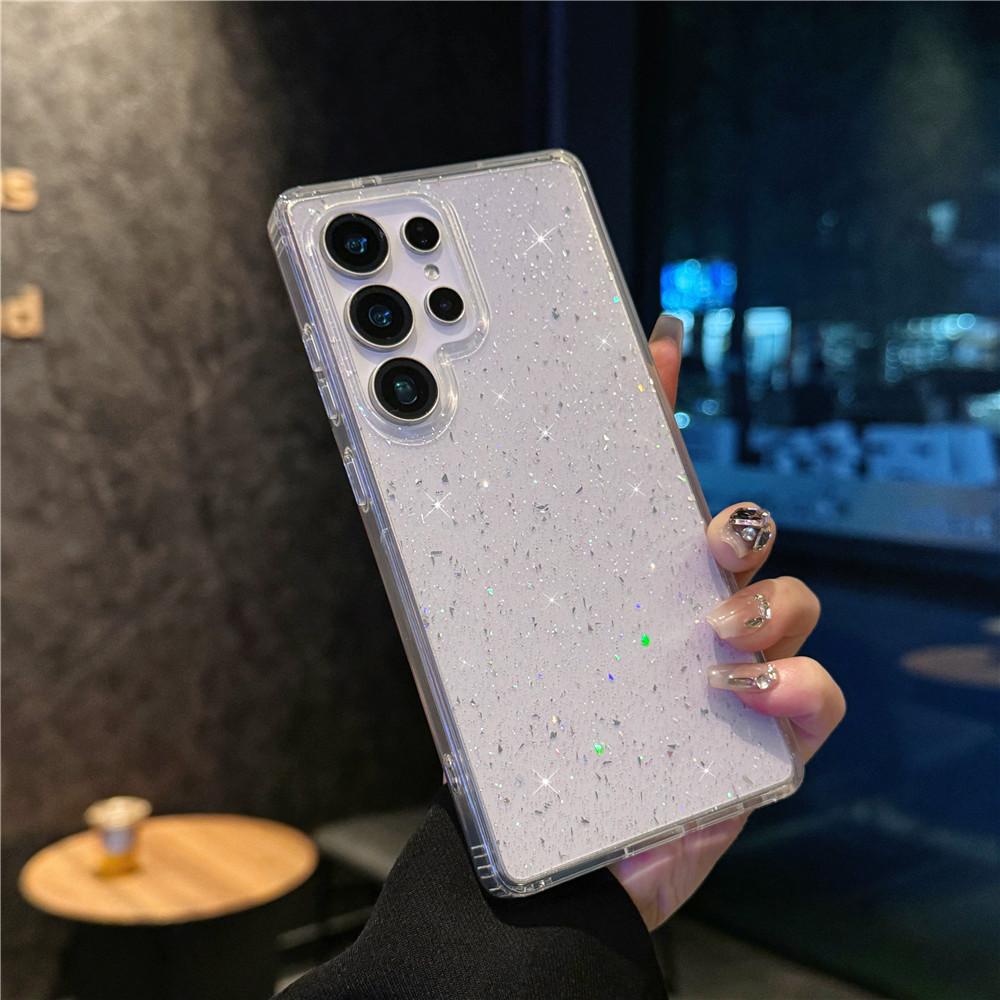 Suitable for Samsung S25edge Mobile Phone Case Flash Powder Magnetic Case S24ultra Transparent Laser S25u Anti Fall