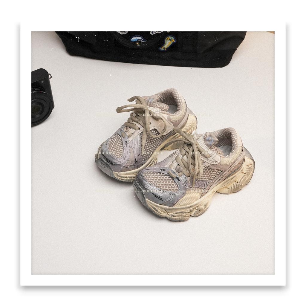 XSHX "Paris Staples" Children's Dad Sneakers Autumn and Winter Men's and Women's Velcro Parent-Child [Wenzhou Shoes]