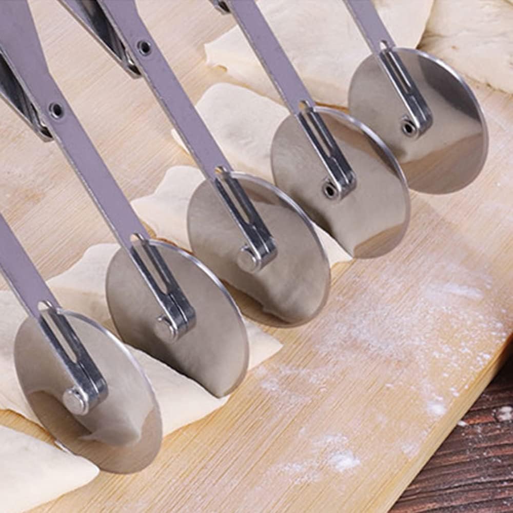 Stainless Steel Dough Cutter 5 Wheels Adjustable 24x25cm