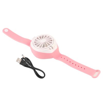 USB Saat Fanı Ele Takılan Şarjlı Küçük Dahili Pil Yaz Mini Taşınabilir Evrensel(Pembe )