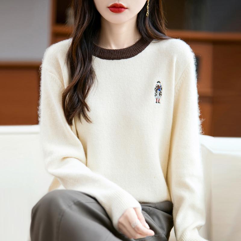 Women's Cashmere Sweater Qinghe Cashmere 30% Cashmere 70% Wool Autumn and Winter Pullover Warm and Fashionable