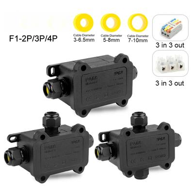 2/3/4 Way Outdoor Waterproof Junction Box IP68 Electrical Cable Electronic Wire Connectors External Electrical Junction Box 32A