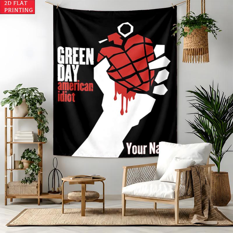 Green day Custom Name Tapestry Personalized Wall Art Hanging Bohemian Home Decor for Bedroom Dorm Living Room