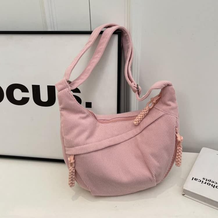 Женская вельветовая сумка-тоут большой вместимости с несколькими молниями розовый