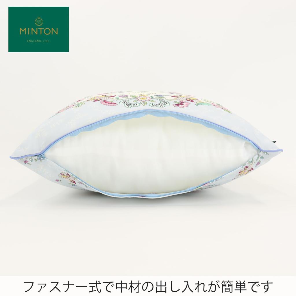 Kawashima Selkon MINTON Haddon Flower Panel Cushion Made in Japan Cover, Blue, 45x45cm, LL1242,