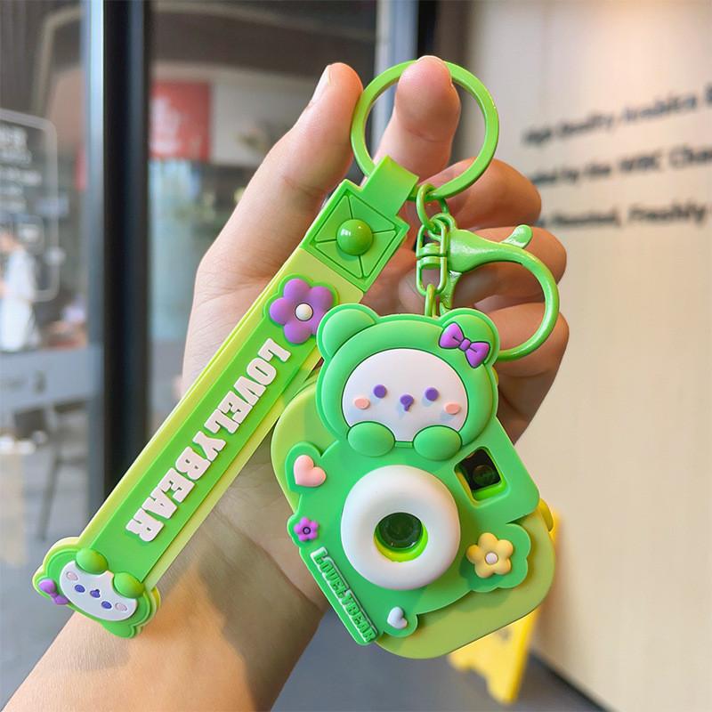 Lovely Light-up Projector Camera Keyring Decorative Cartoon Keychain Gift For All Occasions