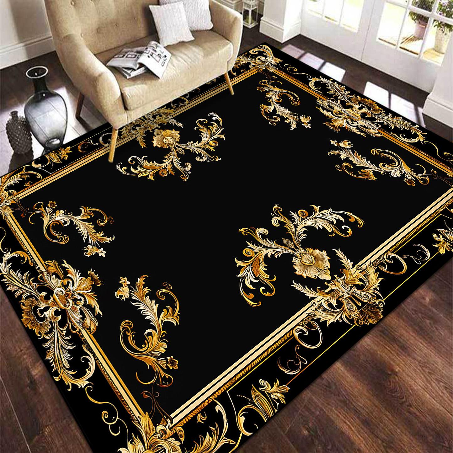 Alfombra de Lujo Europea y Americana para Sala de Estar Decoración de Área Grande Alfombra para Dormitorio Antideslizante Vestidor Alfombra para Mesa de Centro Lavable 200x300cm 78.7x118in