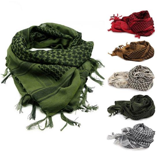 Unisex Scarf Cotton Shawl with Tassels Plaid Pattern Keffiyeh Scarf for Winter Work Street Wear
