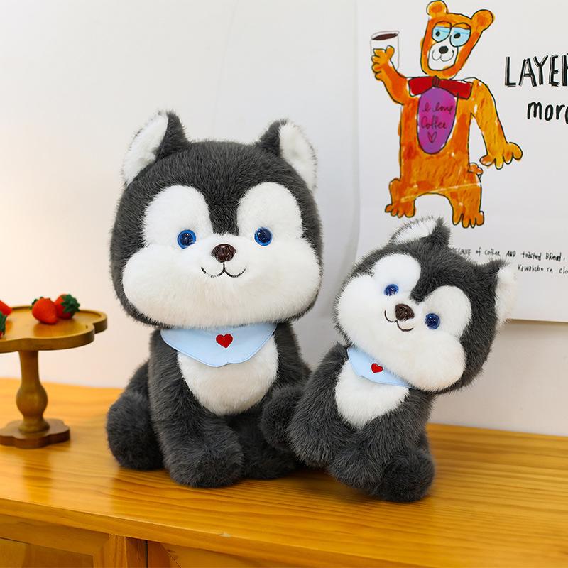 New Q-version Scarf Husky Doll Cute Sitting Dog Doll Plush Toys To Give Girlfriend Children's Gift