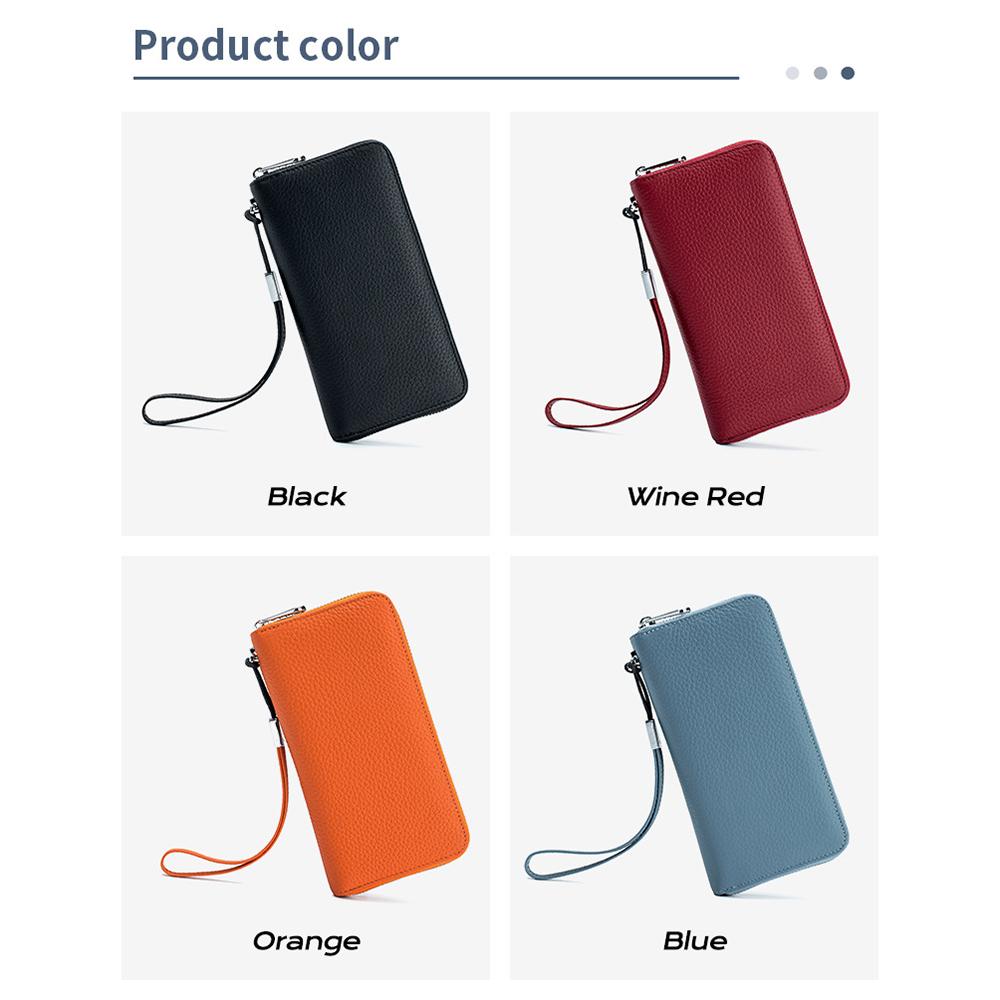 Damen Geldbörse Lange Leder RFID Top Lederhandtasche Weiches Leder Einfache Brieftasche Handytasche