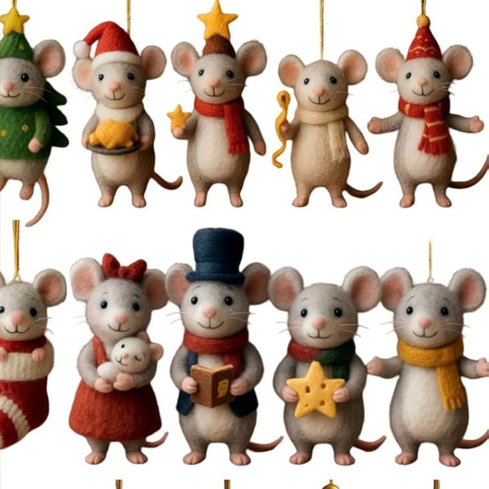 Mouse Ornament Set Lightweight 2026 Advent Calendar Felt Ornament Calendar Premium Felt Mouse Christmas Calendar For Christmas