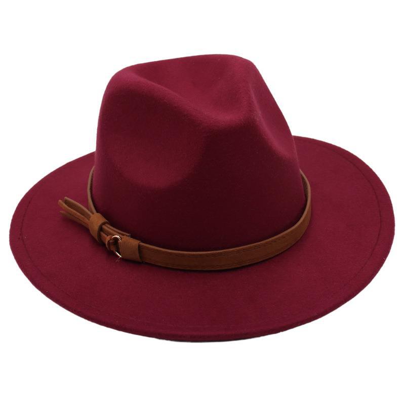 Top Hat Belt Buckle Model Jazz Hat Men'S And Women'S Concave Felt Hat Woolen Hat Fedora Hat