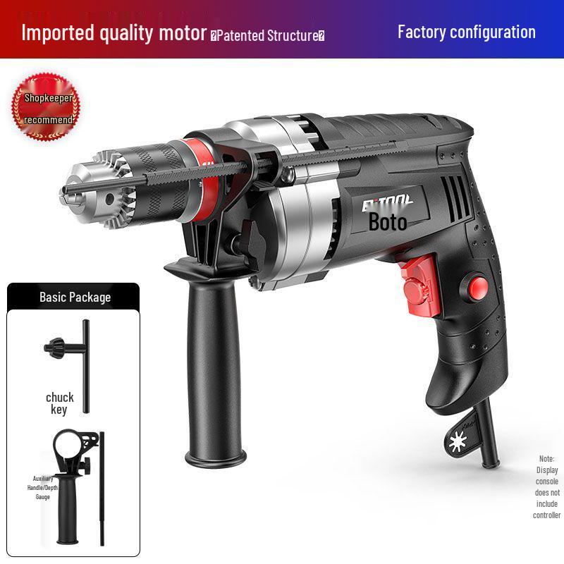 220V Multifunction Handheld Electric Drill & Screwdriver with Pistol Grip, Hammer & Power Tool Functions.