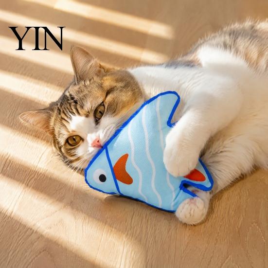Bite Resistant Cat Plush Catnip Fish Toy, Interactive Stuffed Toy with Crinkle Chew Kick Toys for Cats Sound, Soft Kicker Indoor Cats, Kittens Anxiety