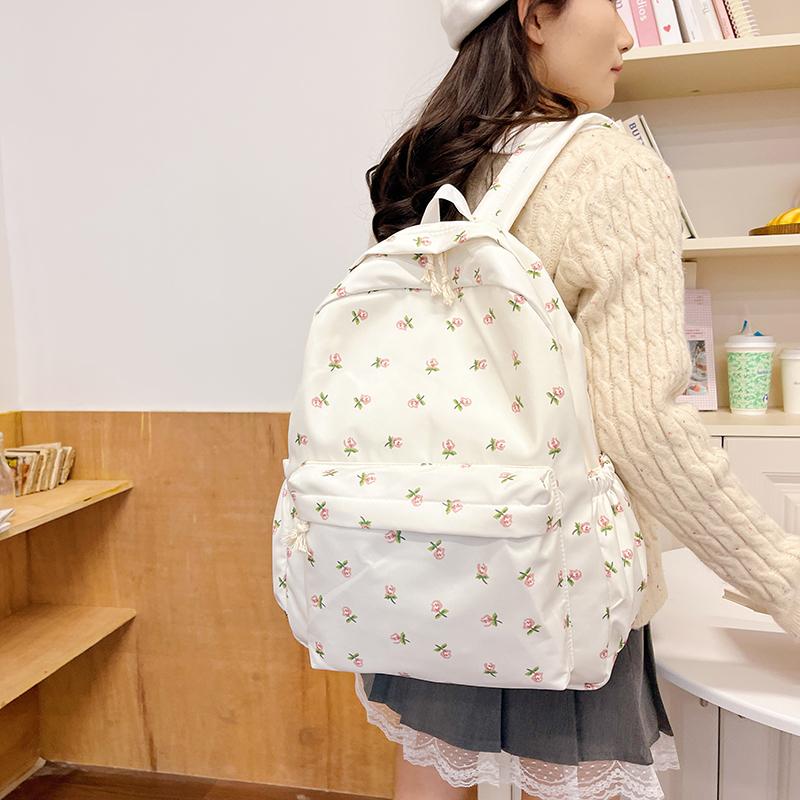 Dámský potištěný batoh - Nastavitelné ramenní popruhy, Studentská taška na knihy, Každodenní ležérní batoh na cestování, do školy, na dojíždění.