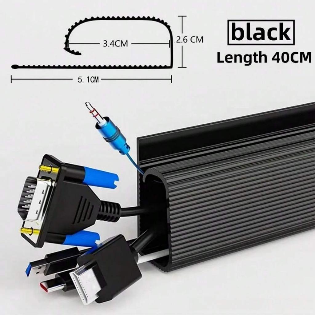 1PC 15.7in Self adhesive Under Desk Cable Management Tray PVC Power wire hider Strip Cord Holder No Drilling wire Organizer Cabl