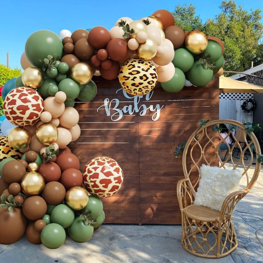 Jungle Forest Theme Sage Green Balloons Arch Garland Kit Kids Boys Birthday Party Decorations
