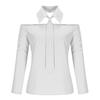 Dammode Enfärgad Kragknyt Långärmad Off Shoulder Casual Skjorta Topp