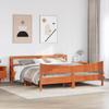 Solid Wood Bed with Headboard Wax Brown 200x200 Cm Pine