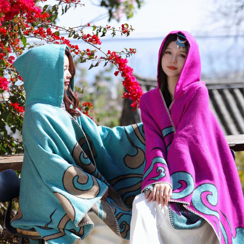 Retro Outer Cape Women'S Summer Uv Protection Fashion Literary Scarf Jacket Leisure Travel Shawl