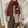 Hick Knitted Snood for Women 160x20cm Warm Winter Neck Warmer Solid Color Cashmere-like Fleece Scarf