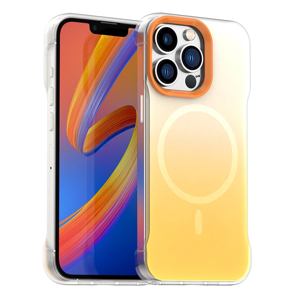 For iPhone 13 Pro Max Magnetic Case Gradient Design Borderless IMD TPU+PC+PET Phone Cover