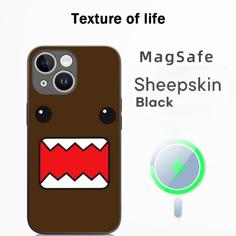 Domo kun new cute cartoon pattern Phone Case For iPhone 17 16 15 14 13 12 Plus Pro Max  High-end Luxury Magsafe Sheepskin