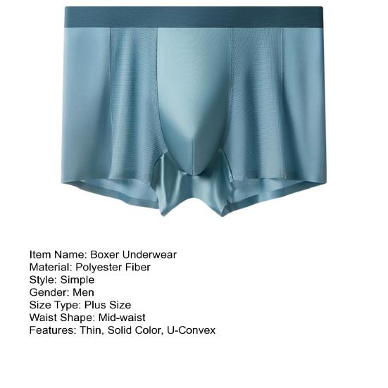 Men Boxer Underwear Mid-rise Tight Cut High Elasticity Shorts Briefs Breathable Holes Design U-Convex Smooth Panties