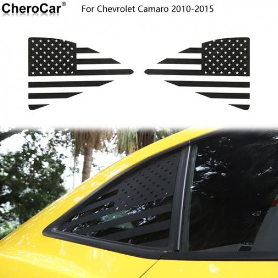 Rear Quarter Window Cover Trim Decor US Flag Decal For 2010-15 Chevrolet Camaro