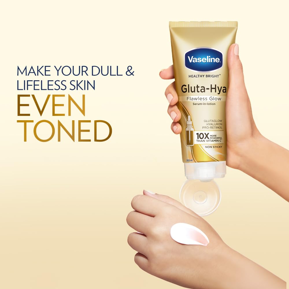 Vaseline Gluta-Hya Lotion Éclat Sans Imperfections 200 ml X Lot de 2 Hydratant Éclaircissant Visage et Corps Texture Légère