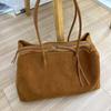 2025 Autumn and Winter Large Capacity Tote Bag Suede Leather Tote Women's Bag Minimalist Shoulder Underarm Cowhide Handbag