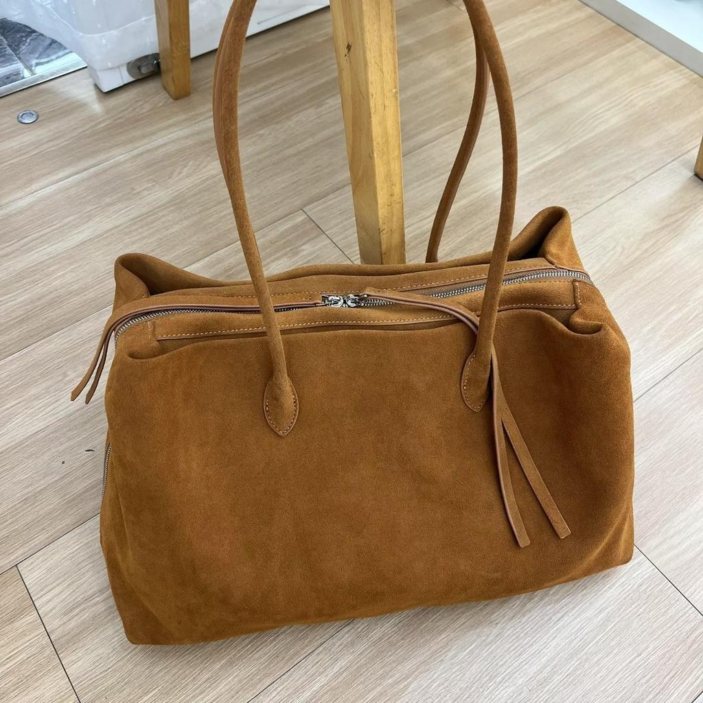 2025 Autumn and Winter Large Capacity Tote Bag Suede Leather Tote Women's Bag Minimalist Shoulder Underarm Cowhide Handbag