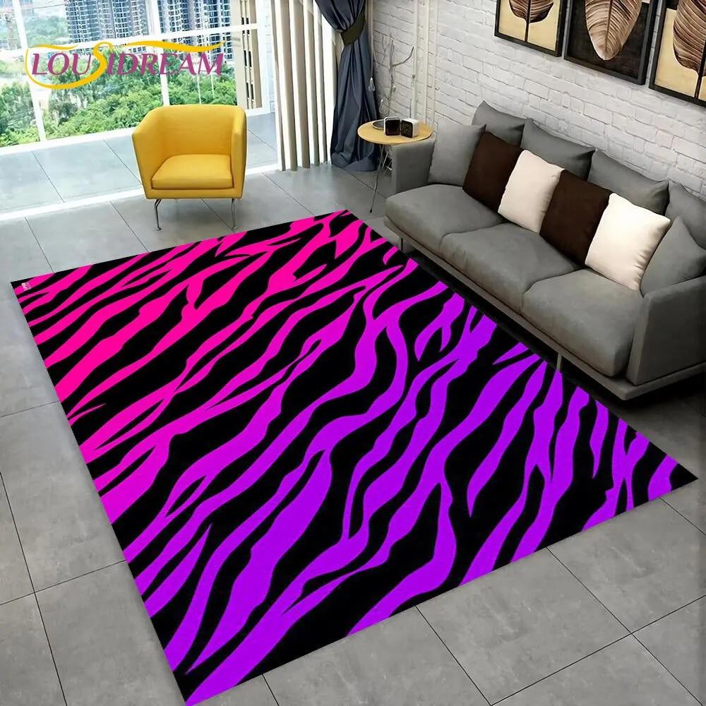 3D Colorful Zebra Pattern Area Rug,Carpet Rug for Living Room Bedroom Sofa Office Doormat Decoration, Kids Non-slip Floor Mat