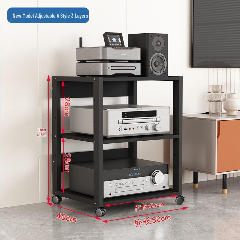 Mixer Audio Mobil și Suport Amplificator cu Tuburi - Dulap Raft de Depozitare pentru Home Theater black