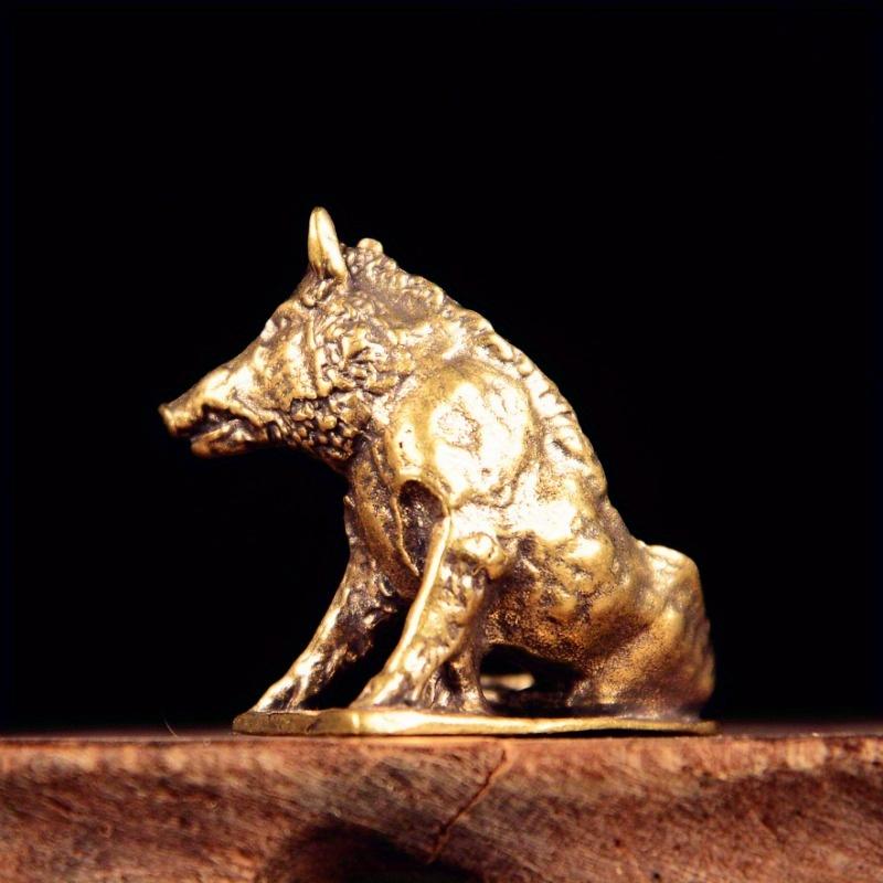 Brass Wild Boar Figurine Pig Model Craft Living Room Office Home Creative Decoration Desktop Ornament