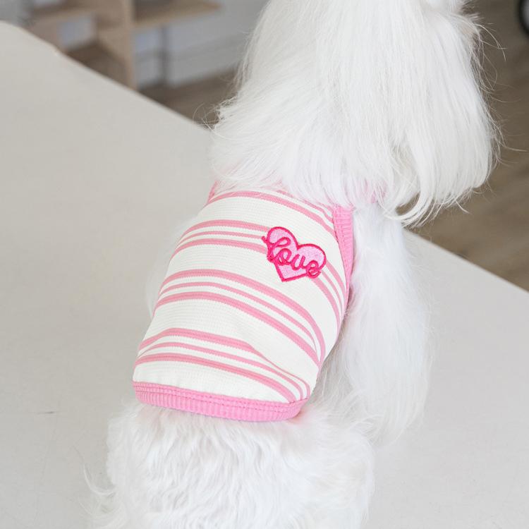 

Fashion short vest Weichong pet clothes clothing embroidered camisole summer skirt vest Teddy small dog vest striped vest 2XL розовый
