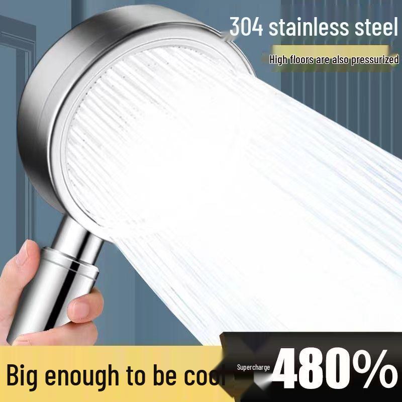 Large Water Output 304 Stainless Steel Handheld Flower Sprinkler Head with Hose Set for Bathroom.