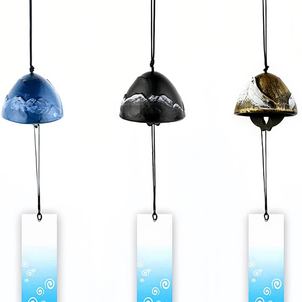 Nanbu Ironware Wind Chimes, Mount Fuji Design, Set of 3, with Booklet. Perfect for Summer Fashion, Interior Decor, Souvenirs, Gifts, and Accessories.