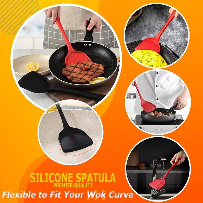 Silicone Spatula for Non-Stick Pans-Kitchen Turner, Flexible High Temp Dishwasher Safe Cooking Utensil, Omelette and Fish Turner