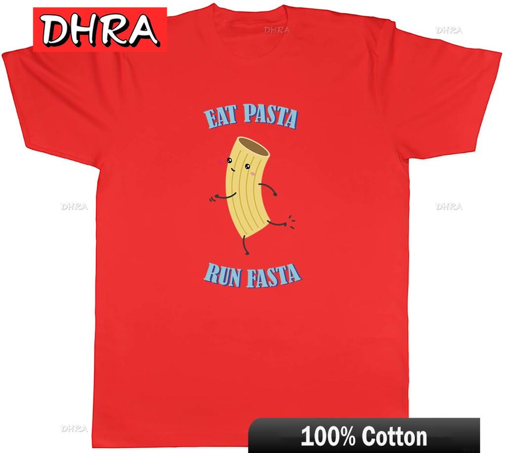 Funny Running Unisexs TShirt Eat Pasta Run Fasta Runner Unisex Tee Print for Unisex Hip Hop Comfy Shirt T Shirts Minimalist Harajuku