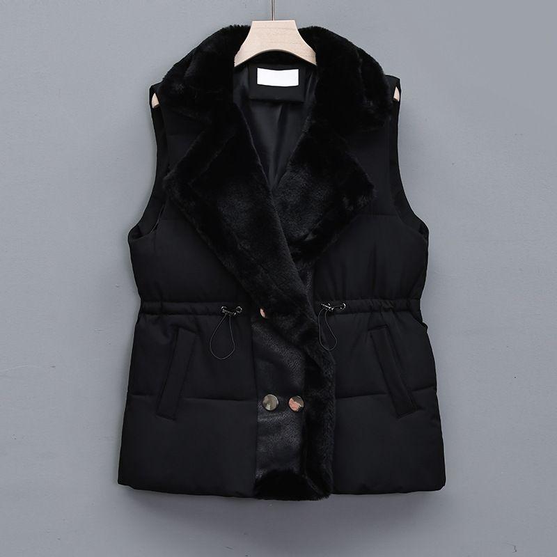 

Fur Integrated down Cotton Vest Women s Waist-Tight Suit Collar Vest Outwear 2025 Fall and Winter New Arrival Cotton Vest Outwear Black L 60.00 kg-70.00 kg