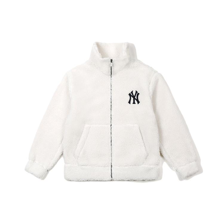 MLB Velvet Jackets Unisex Ivory White Stand Collar Moderate 31JPF3061-50I XS