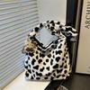 Winter Largecapacity Plush Bag Women's New Trendy and Fashionable Versatile Plush Shoulder Bag Cow Pattern Bucket Bag